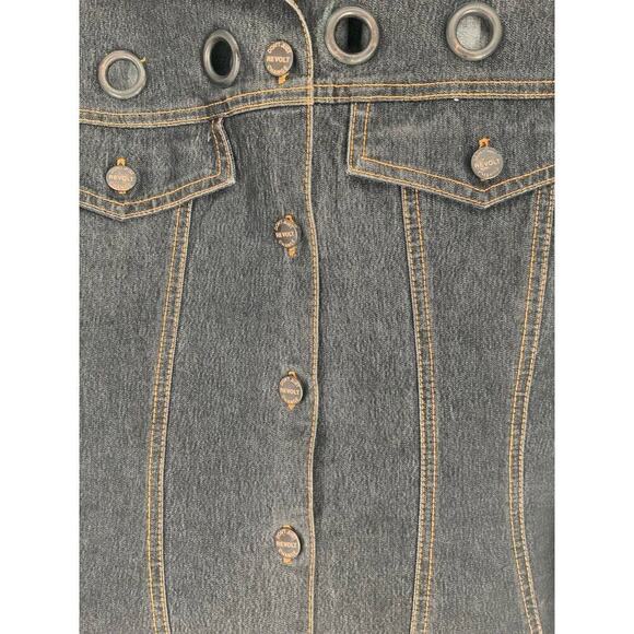 Revolt Jeans Co. Jacket Women's Size Large Long Sleeves Metal Flap Pockets Denim - Picture 7 of 8